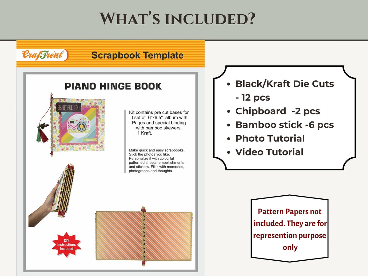 CrafTreat Blocs Vierge pour Scrapbook - Livre à Charnière Piano - Couleur Kraft