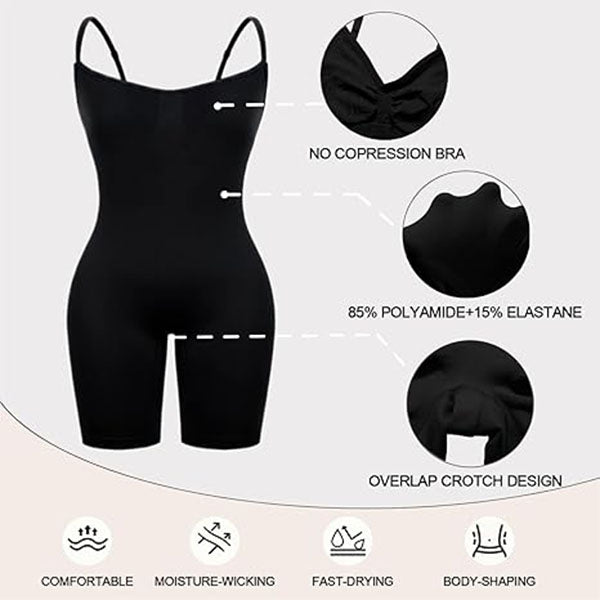 Everyday Snatched Waist Cami Shaper,Open Crotch Design,No-Roll Flat Leg Shapewear-Ultimate Tummy Control & Booty Lift Bodysuit For Women