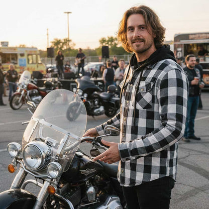 Veste-chemise blindée à carreaux en flanelle pour homme Milwaukee Leather