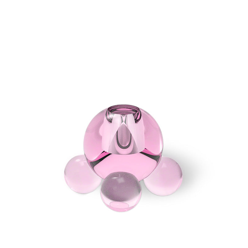 Bougeoir sphère à bulles - Base sphérique en verre de cristal rose