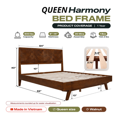Harmony Solid Wood Bed Frame