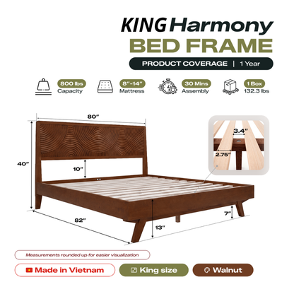 Harmony Solid Wood Bed Frame