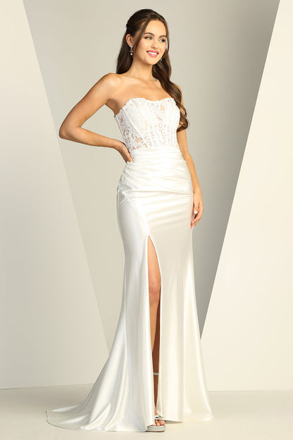 Robe corset moulante en dentelle transparente sans bretelles