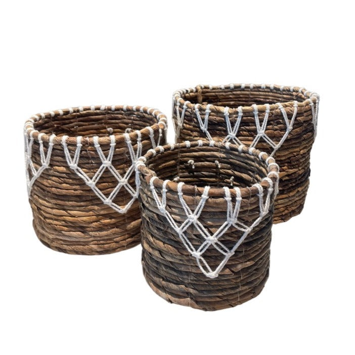 Panier de jardinière Apex en feuille de bananier et macramé
