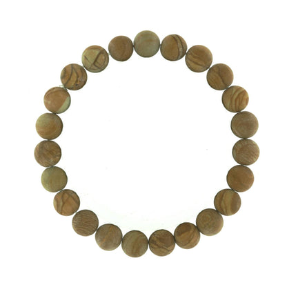 Wood Jasper Matte Round Bracelet - 8mm