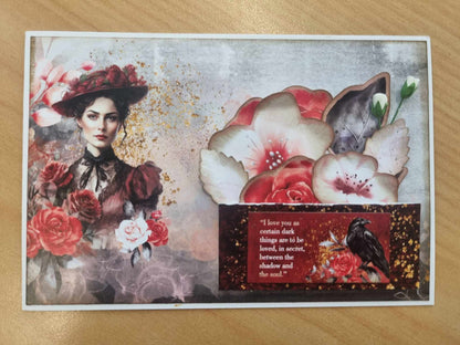 Lot de 6 cartes 10x15 cm Rose ensorcelée