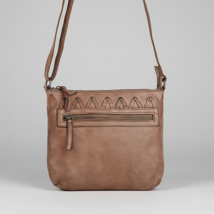 Sac en cuir bandoulière avec couture en V MET