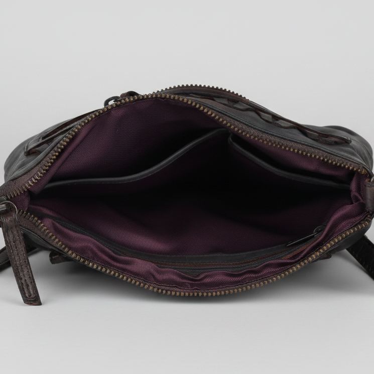 Sac en cuir bandoulière avec couture en V MET