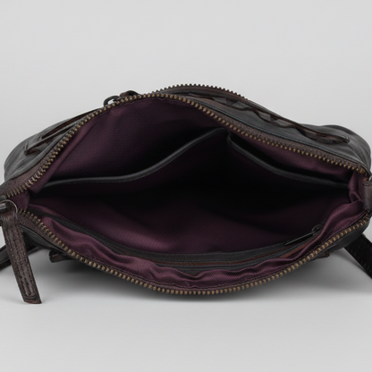 Sac en cuir bandoulière avec couture en V MET