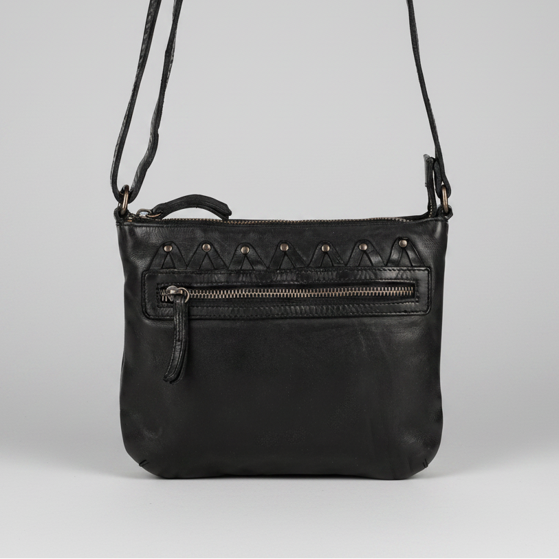 Sac en cuir bandoulière avec couture en V MET