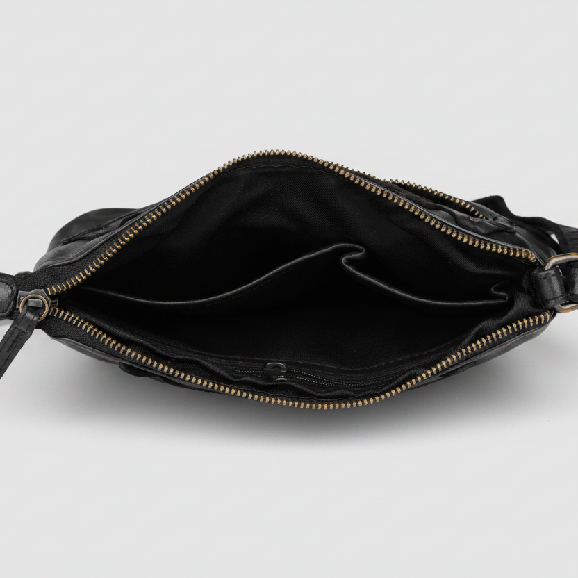 Sac en cuir bandoulière avec couture en V MET