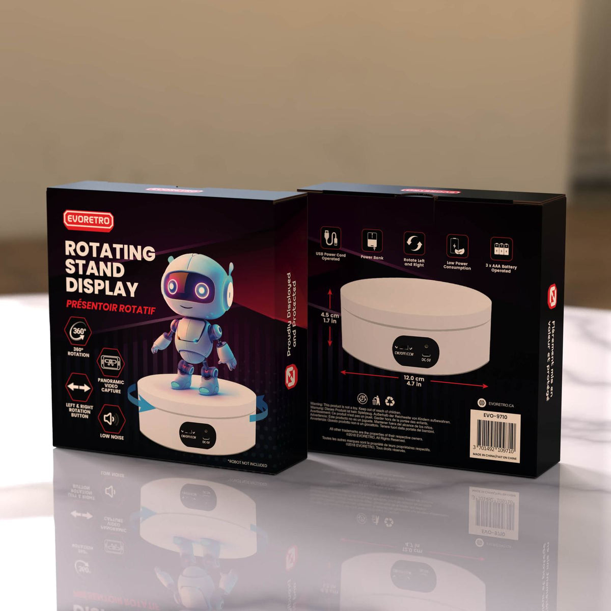 Présentoir rotatif automatique EVORETRO à 360 degrés