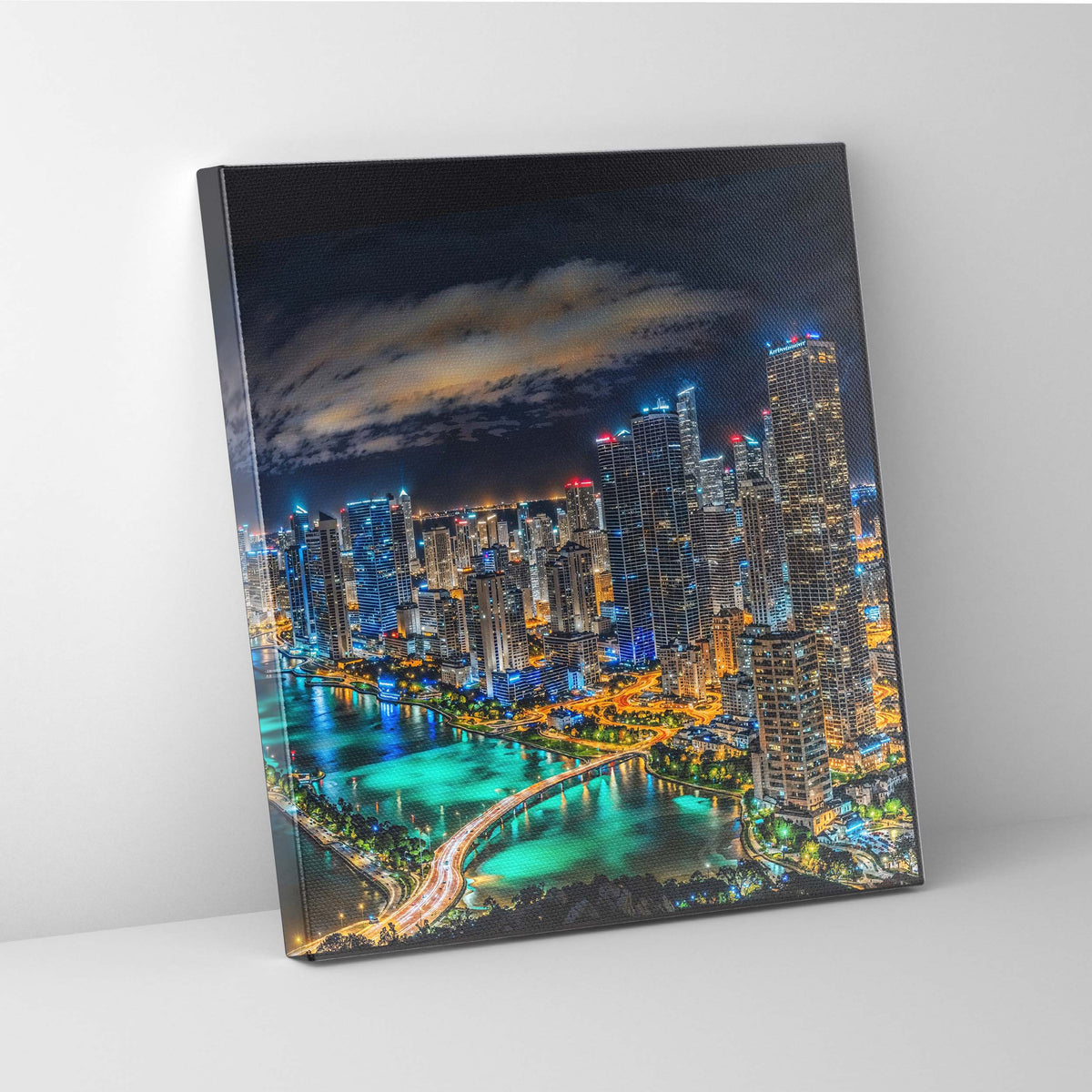 Miami-City Skyline - Décoration murale sur toile - Vernis RVB