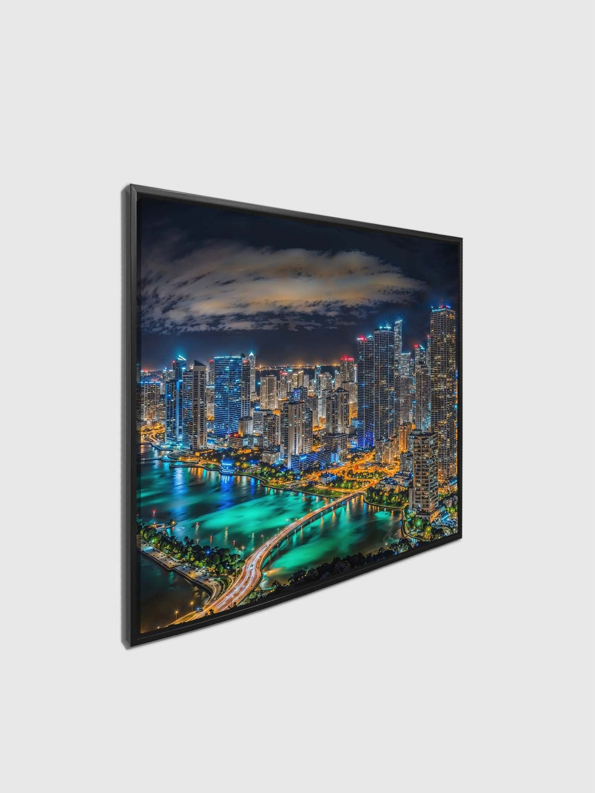 Miami-City Skyline - Décoration murale sur toile - Vernis RVB