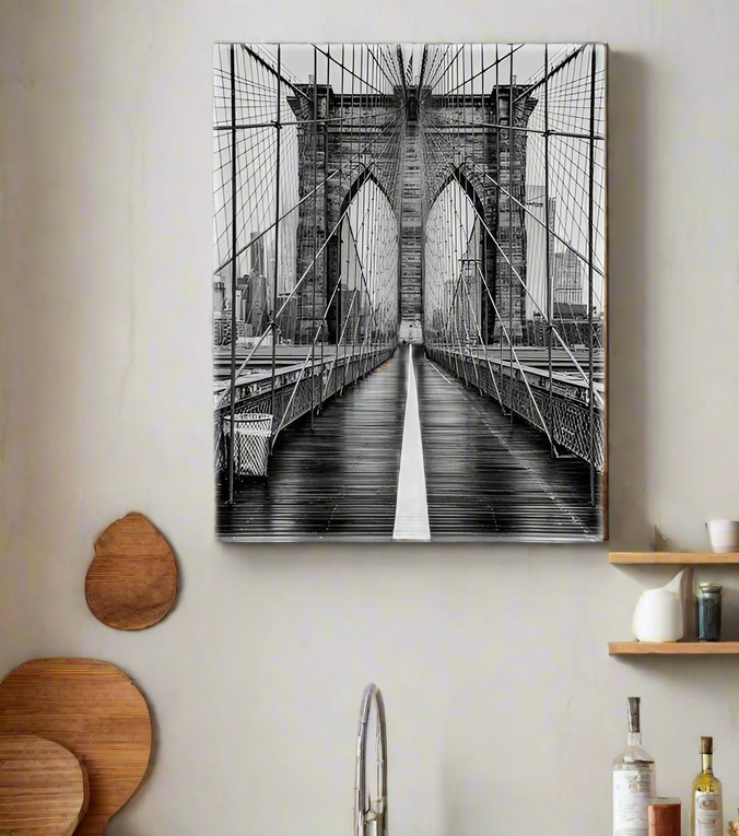 Brooklyn Bridge in Black & White-Skyline Wall art