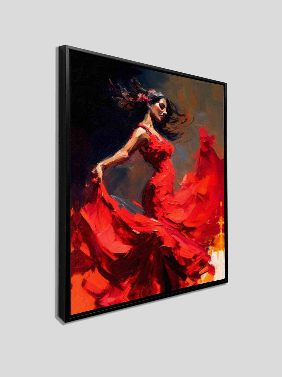 Wall Art-The red dress-Fine Artwork. Gold varnish
