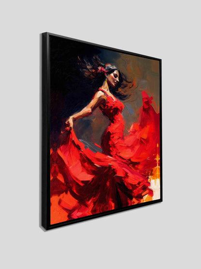 Wall Art-The red dress-Fine Artwork. Gold varnish