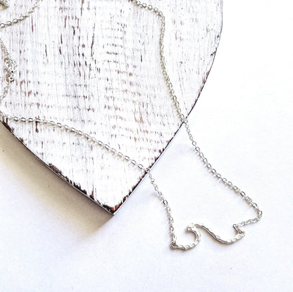 Collier à maillons avec pendentif Vague - Plaqué argent