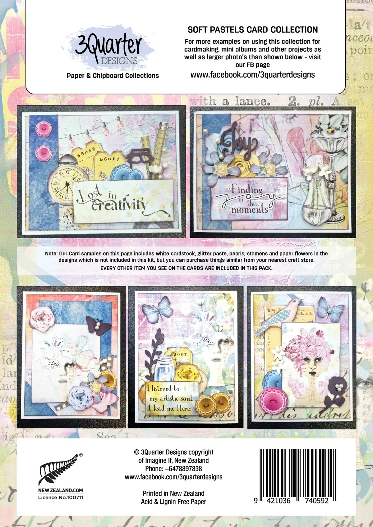 3Quarter Designs - Collection de cartes - Tons pastel doux