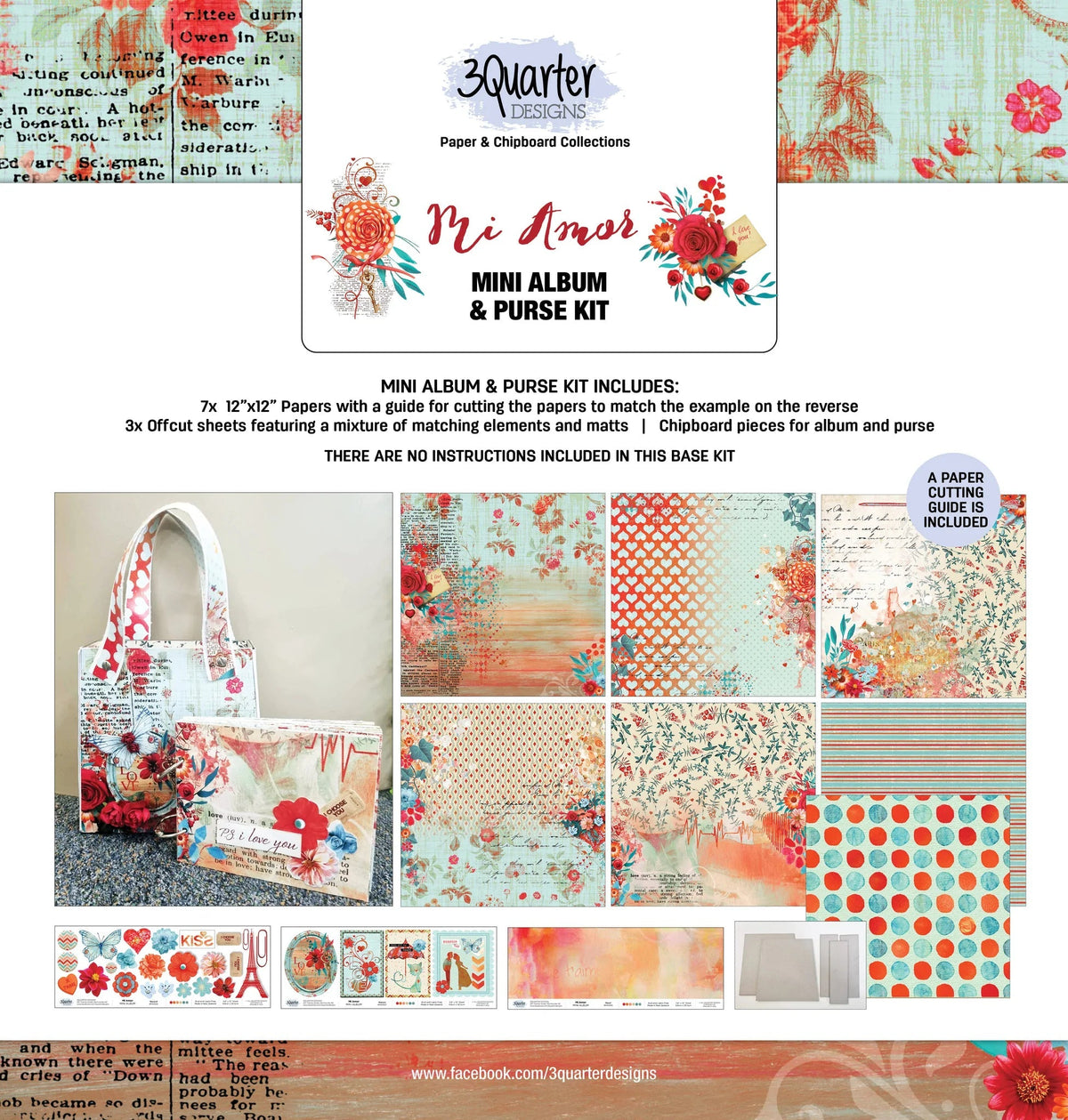 3Quarter Designs - Kit Mini-Album et Sac à Main - Mi Amor
