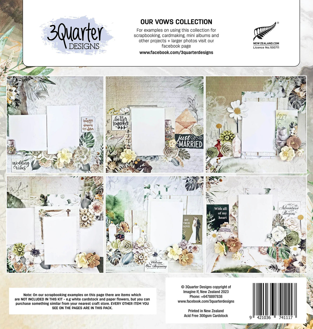 3Quarter Designs - Pack de papiers 30x30 cm - Our Vows