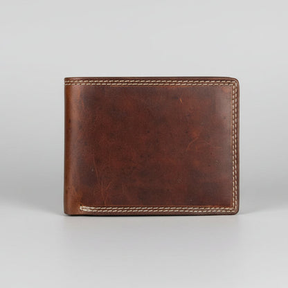 Men’s Genuine Cow Leather Bifold Wallet. Embossed Horse Design with RFID Protection
