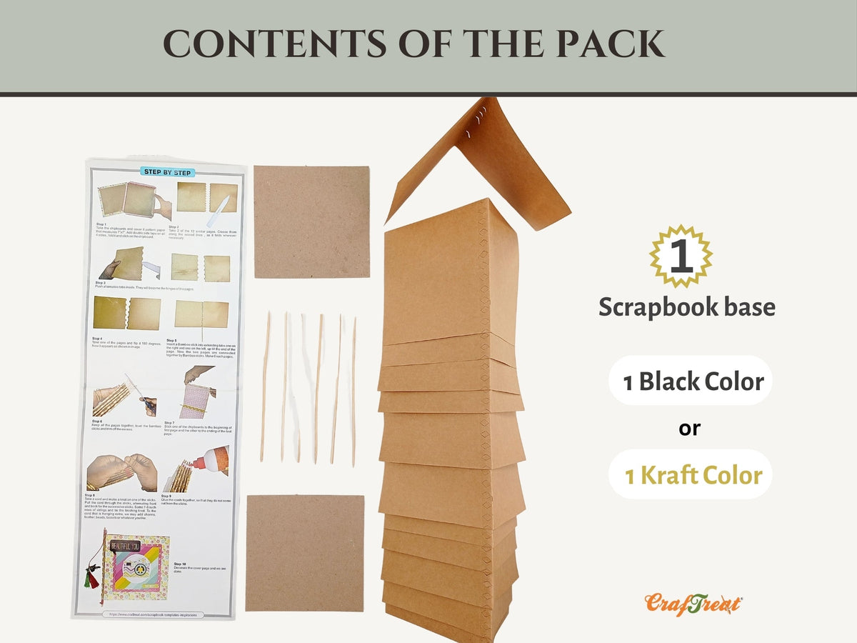 CrafTreat Blocs Vierge pour Scrapbook - Livre à Charnière Piano - Couleur Kraft