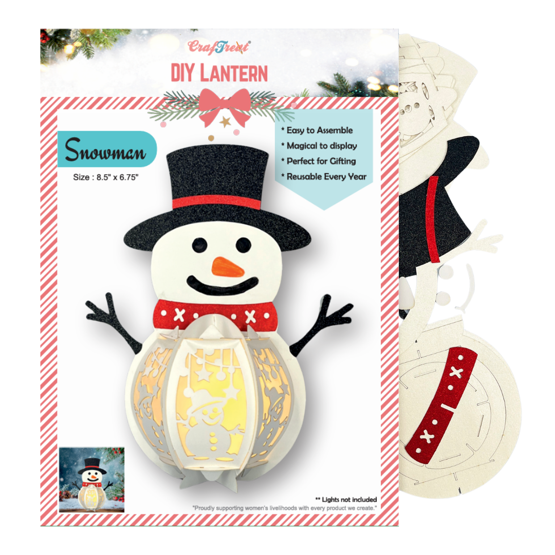 CrafTreat Lanternes en papier à monter soi-même - Bonhomme de neige