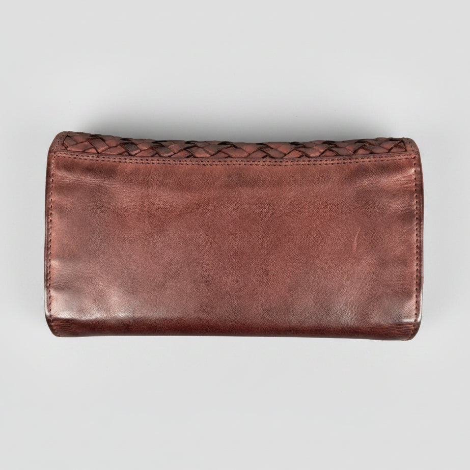 Portefeuille en cuir tressé pour femme MET