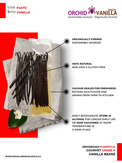 Indonesian Vanilla (Sumatra) Planifolia Gourmet Grade-A Beans<br>For Extract And Baking<BR>By Ounce