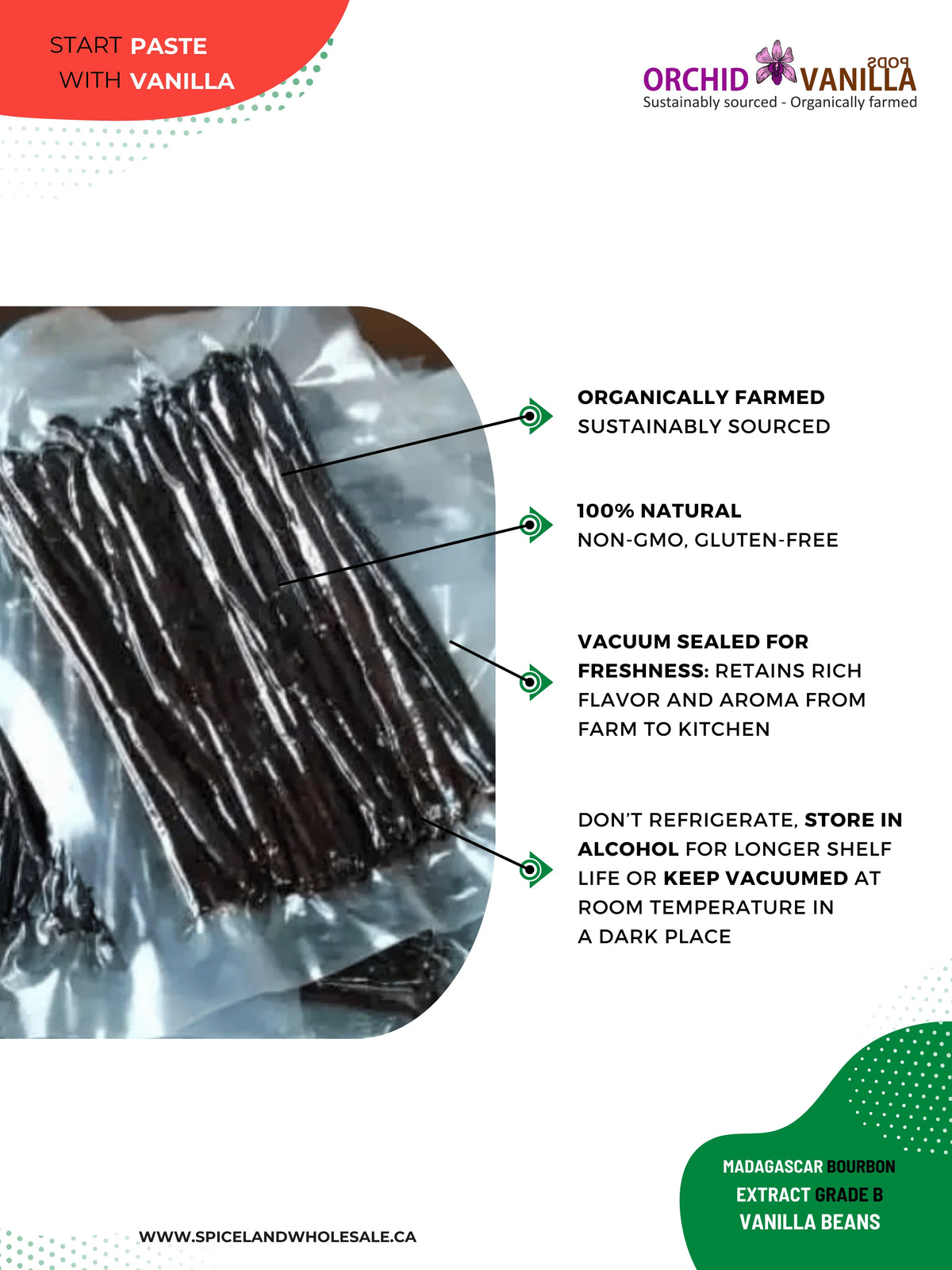 Gousses de vanille de Madagascar Bourbon de catégorie B <br>Pour la fabrication d'extraits<BR>Par quantité