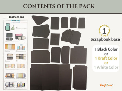 CrafTreat Scrapbook Blank Precut Album Base - Gate Fold Folio - White