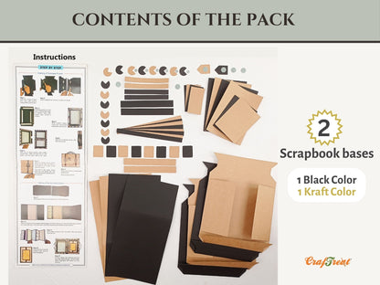 CrafTreat Scrapbook Blanks - Frame Accordion Suitcase - Black & Kraft Color
