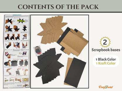 CrafTreat Blocs de Scrapbooking vierges - Boîte Explosion Cubes Pop-up - Noir et Kraft