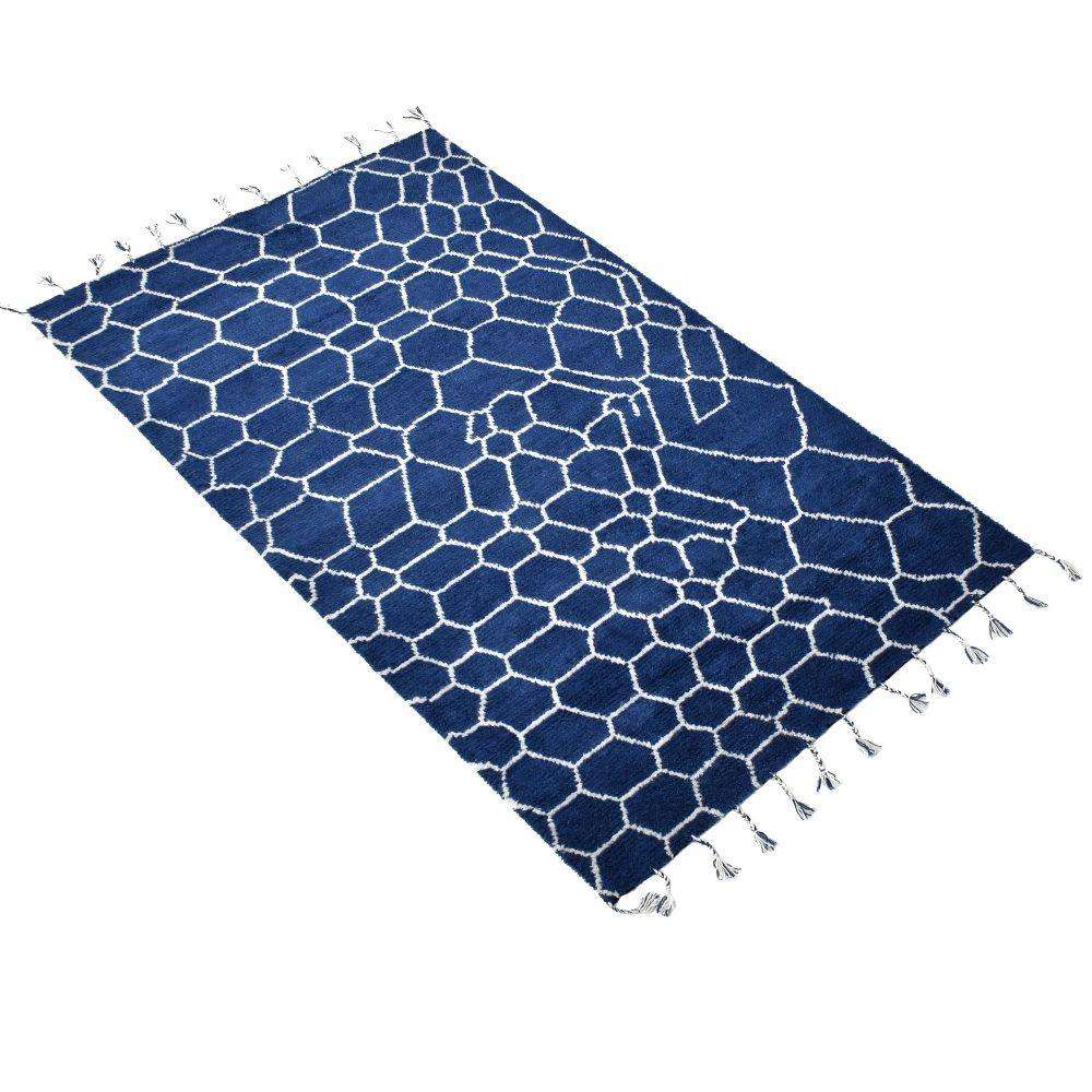 Tapis en laine tissée Marine 6X9