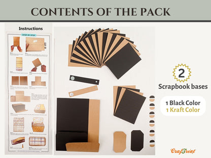 CrafTreat Scrapbook Blanks - Accordion Inserts Handbag - Black & Kraft Color
