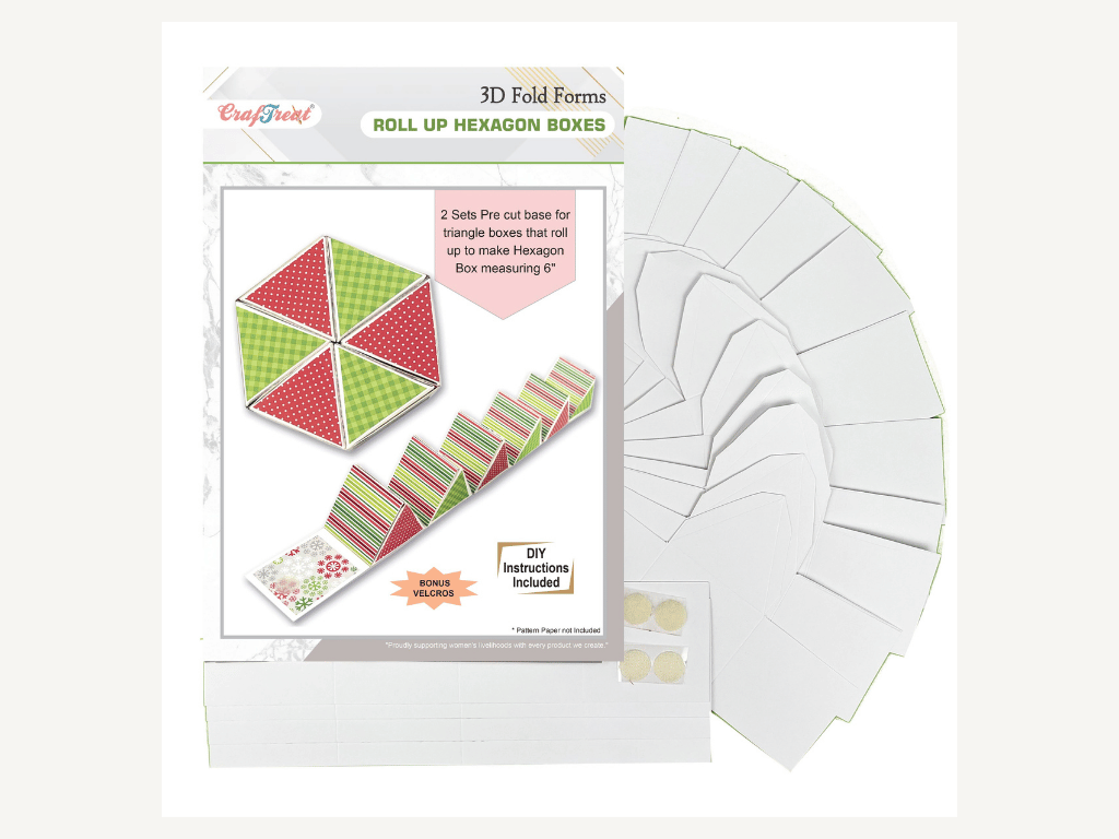 CrafTreat Scrapbook Hexagon Roll up - White 2pcs