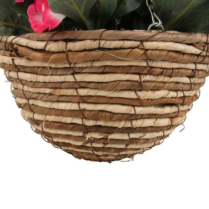 Composition florale artificielle Aubree en panier suspendu