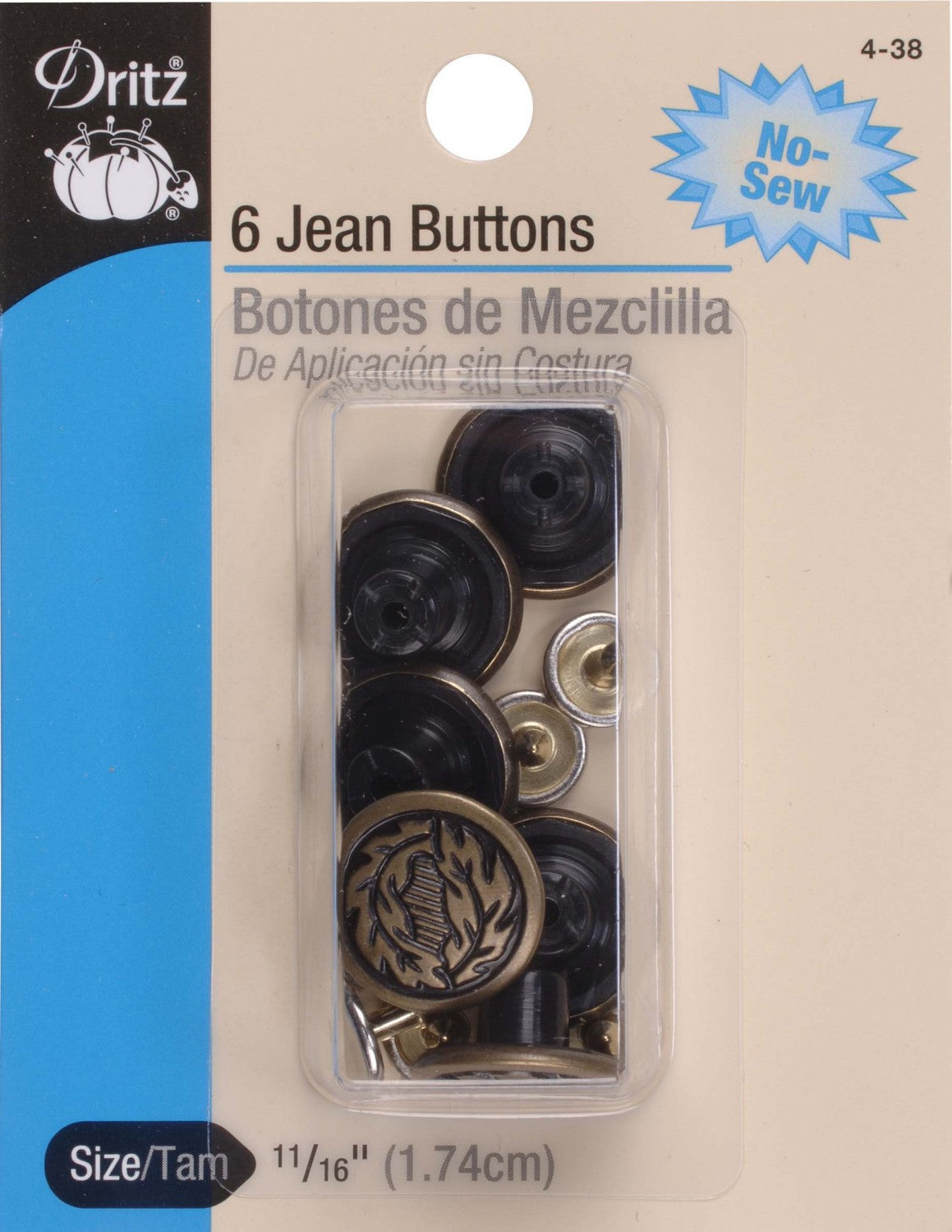 Boutons de jeans Dritz sans couture – Laiton antique