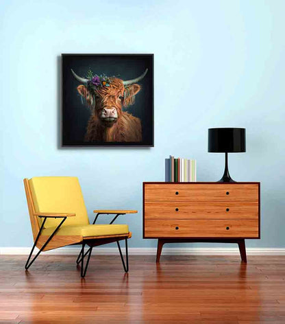 Art mural nature - Le bison et les fleurs - Impression sur toile