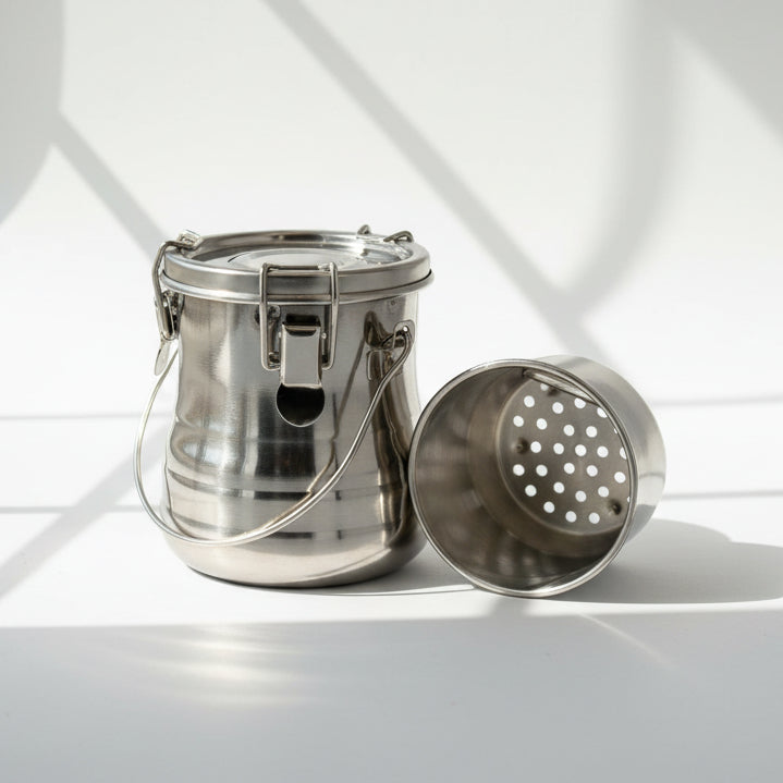 Stainless Brush Washer With Air-Tight Lid With Removable Screen