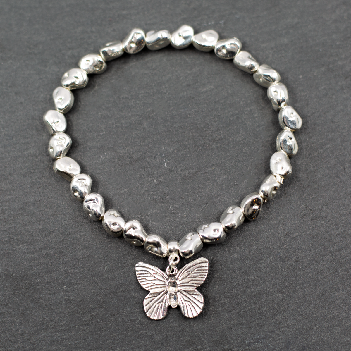 Bracelet pépite papillon en plaqué argent