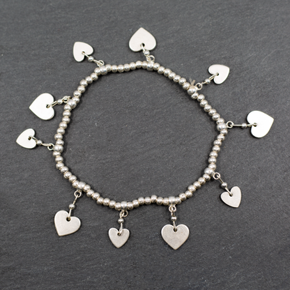 Bracelet extensible cœur plaqué argent