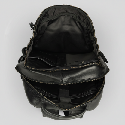 MET Premium Leather Backpack. Dual-Compartment Urban Commuter Pack