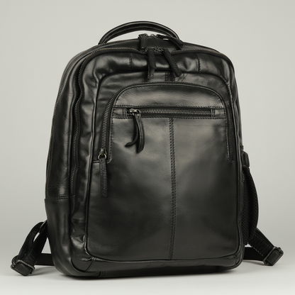 MET Premium Leather Backpack. Dual-Compartment Urban Commuter Pack