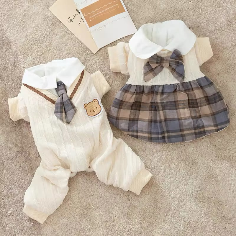 Samuel School Outfit for Dogs – Matching Dog Dress and Sweater Set