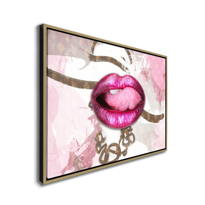 Décoration murale sur toile - Lèvres roses superposées - Œuvre imprimée