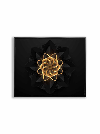 Wall Art Abstract Flower in Black and Gold- Fine and Modern wall art - Gold varnish