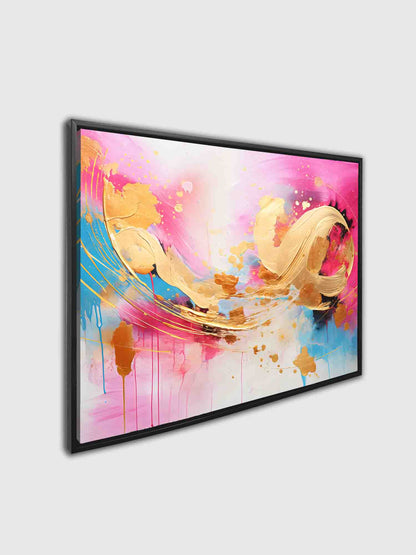 Fuchsia & Gold Abstract Canvas Wall Art | 47 × 35 inches