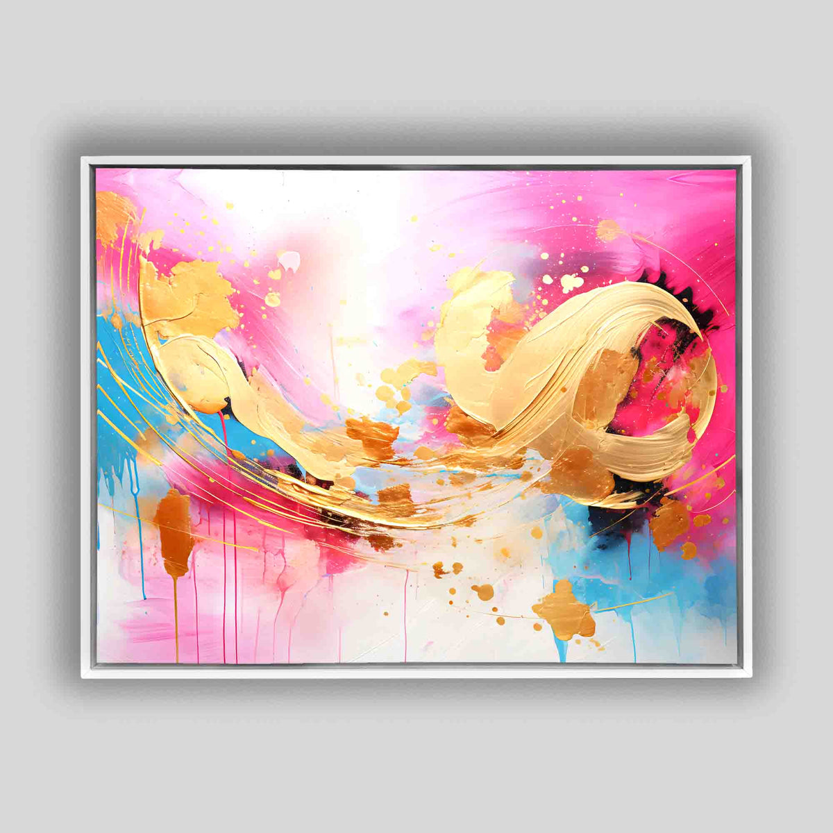 Fuchsia & Gold Abstract Canvas Wall Art | 47 × 35 inches